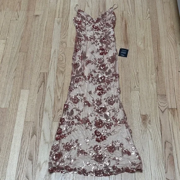 Lulu’s Elegant Floral Sequin Dress - Picture 2 of 11